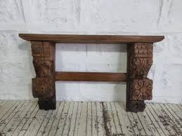 Reclaimed Wood Carved Wall Shelf For