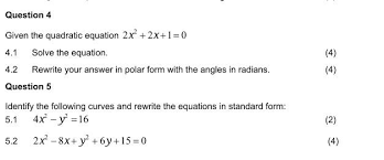 Solved Given The Quadratic Equation 2x2