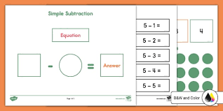 Simple Subtraction Activity Mat