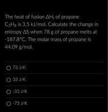 Heat Of Fusion Ahf Of Propane C3h8