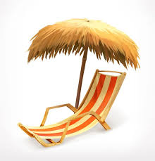 Beach Umbrella And Lounge Chair 3d