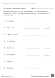 Multiplication Properties Worksheet