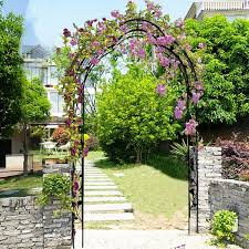 Cesicia 98 4 In H X 59 In W Black Iron Arch Garden Arbors For Wedding Ceremony Climbing Plant Support