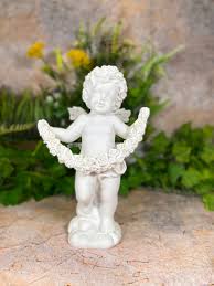 Ethereal Resin Cherub With Roses