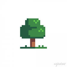 Green Tree Pixel Art Icon Isolated