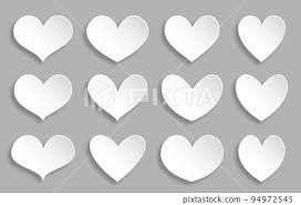 Heart White Paper Cut Romance Icon Set