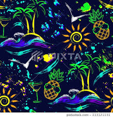 Summer Holiday Seamless Pattern With