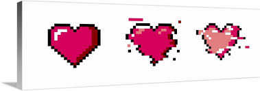 Set Of Pixel Art Heart Icons Wall Art