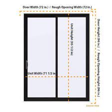72 In X 96 In V 4500 Contemporary Black Finishield Vinyl Left Hand Full Lite Sliding Patio Door W White Interior