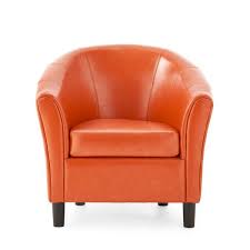 Noble House Napoli Orange Leather Bonded Club Chair