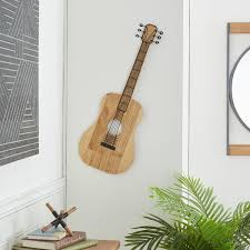Litton Lane Wood Brown Guitar Wall Decor