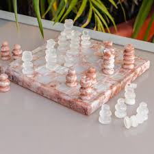 Onyx And Marble Chess Set In Pink And