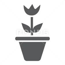 Flower In Pot Glyph Icon Gardening And