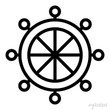 Sailboat Ship Wheel Icon Outline