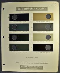 1940 Chrysler Paint Chip Colors Sheet