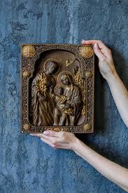 Holy Family Nativity Wall Plaque Wooden
