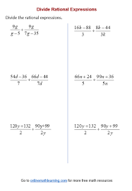 Divide Rational Expressions Worksheets