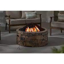 Stacked Stone Wood Burning Fire Pit