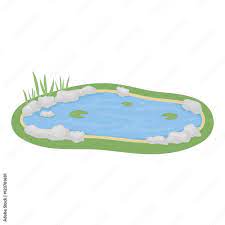 Pond Icon In Cartoon Style Isolated On