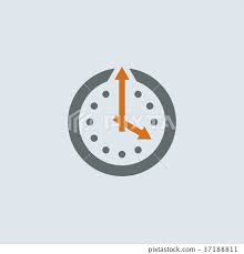 Gray Orange Clock Round Icon Stock