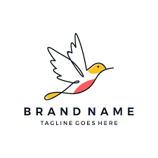 Line Art Sparrow Bird Logo Design