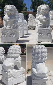 Marble Chinese Foo Dog Garden Ornaments