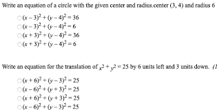 Write An Equation Of A Circle With The