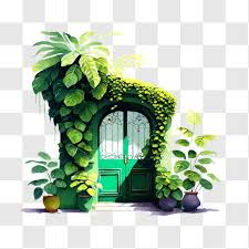 Green Door With Plants