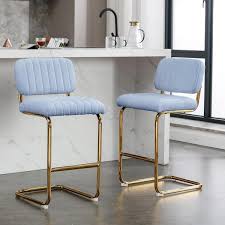 35 83 In H Blue Bar Chairs Gold Metal