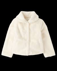 Girls Long Sleeve Faux Fur Jacket