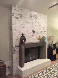 White Shiplap Wall Fireplace Remodel