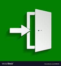 Door Exit Sign Paper Whitish Icon