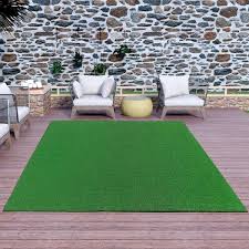 Ottomanson Turf Collection Waterproof Solid Grass 5x8 Indoor Outdoor Artificial Grass Rug 5 Ft 3 In X 8 Ft 2 In Green