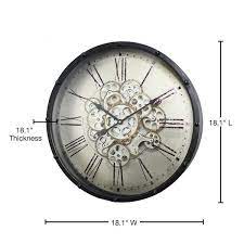 A B Home Black Roman Numeral Gear Wall Clock