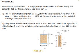 wood beam 8 in wide and 12 in deep