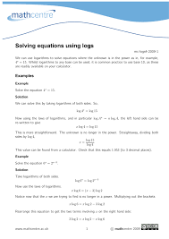 Solving Equations Using Logs