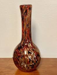Vintage Murano Art Glass Vase Amber