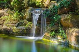 Japanese Garden Waterfalls Lush Green