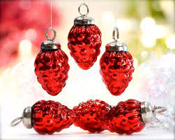 Mercury Glass Red Pinecone Ornaments