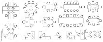 Office Furniture Elements Top View