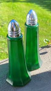 Vintage Emerald Green Heavy Glass Salt