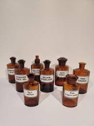 Antique German Apothecary Jars In Amber