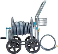 Steel 4 Wheel Rolling Hose Cart