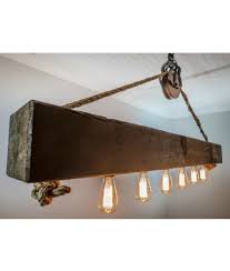 rustic wood beam chandelier with edison