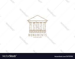 Monument Building Ruins Line Logo Icon