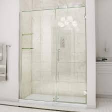 Dreamline Unidoor Brushed Nickel 55 In To 56 In X 72 In Frameless Hinged Shower Door Shdr 20557210 04