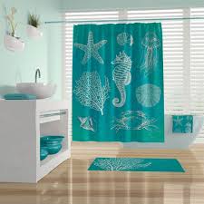 Sea Creatures Beach Shower Curtain Aqua