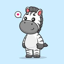 Cute Zebra Standing Cartoon Vector Icon