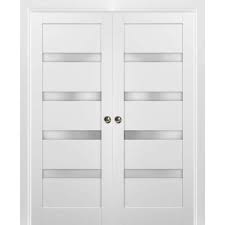 Quadro Frosted Glass Sliding Closet White Doors With Installation Hardware Kit Sartodoors Size 60 X 84