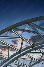 curved steel beams on a bridge over the